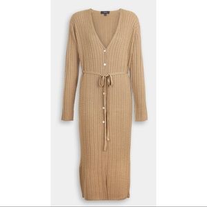 Theory NWT camel cable knit rib dress/cardigan